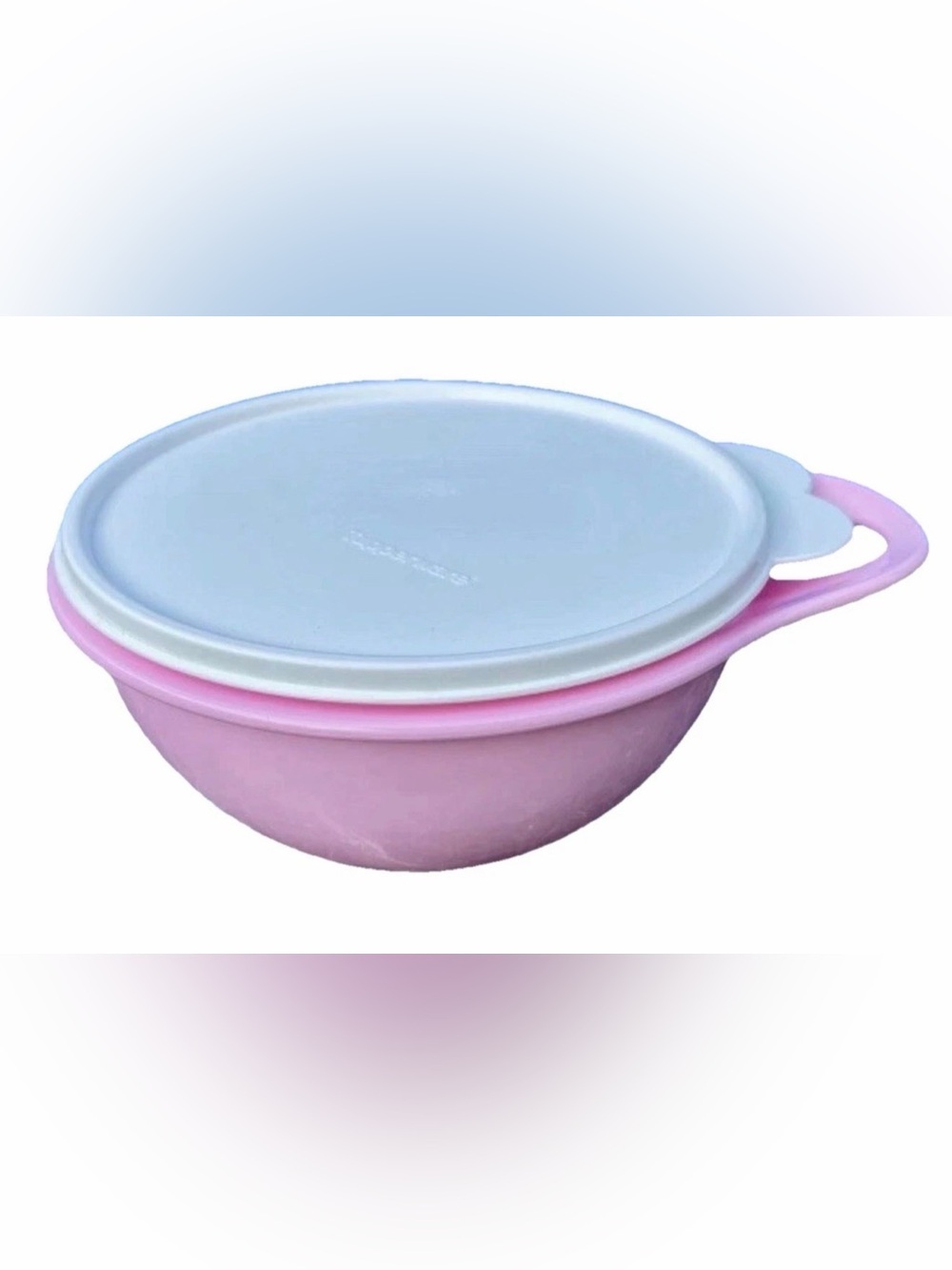 TUPPERWARE PINK 6 CUP THATSA MINI MIXING BOWL WHITE LID FRUITS SALAD SNACK SMALL